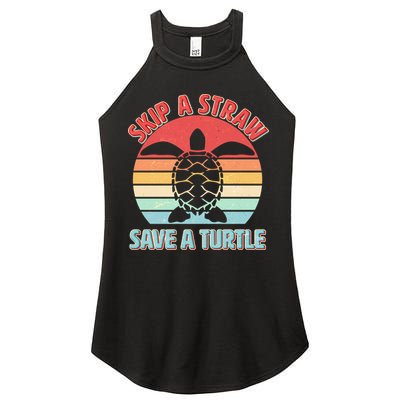 Vintage Skip A Straw Save A Turtle Women's Perfect Tri Rocker Tank