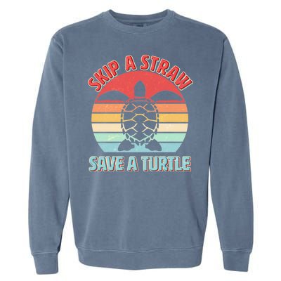 Vintage Skip A Straw Save A Turtle Garment-Dyed Sweatshirt