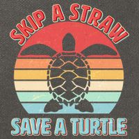 Vintage Skip A Straw Save A Turtle Cotton Canvas Backpack