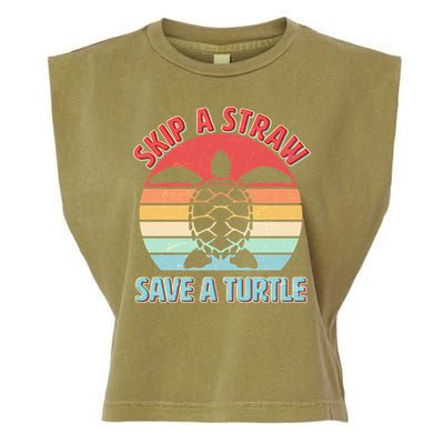 Vintage Skip A Straw Save A Turtle Garment-Dyed Women's Muscle Tee