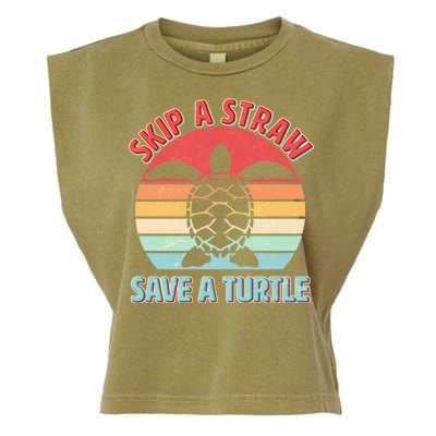 Vintage Skip A Straw Save A Turtle Garment-Dyed Women's Muscle Tee