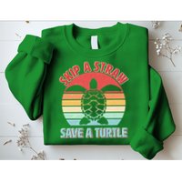 Vintage Skip A Straw Save A Turtle Sweatshirt