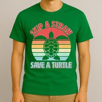 Vintage Skip A Straw Save A Turtle T-Shirt
