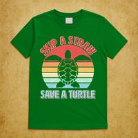 Vintage Skip A Straw Save A Turtle T-Shirt