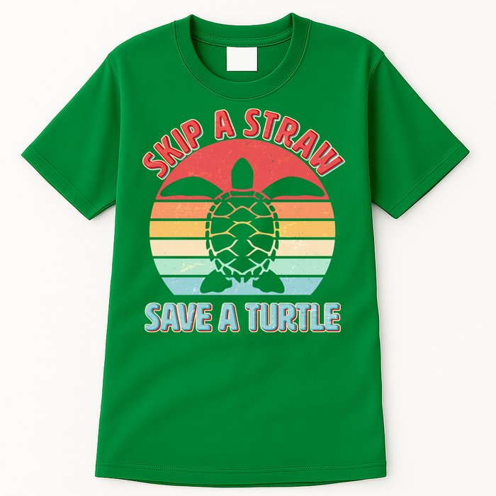 Vintage Skip A Straw Save A Turtle Tall T-Shirt