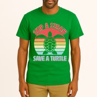 Vintage Skip A Straw Save A Turtle Tall T-Shirt