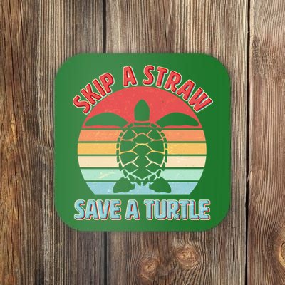 Vintage Skip A Straw Save A Turtle Coaster