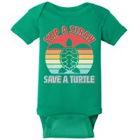 Vintage Skip A Straw Save A Turtle Baby Bodysuit