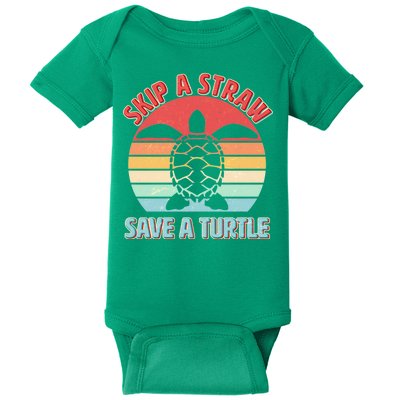 Vintage Skip A Straw Save A Turtle Baby Bodysuit