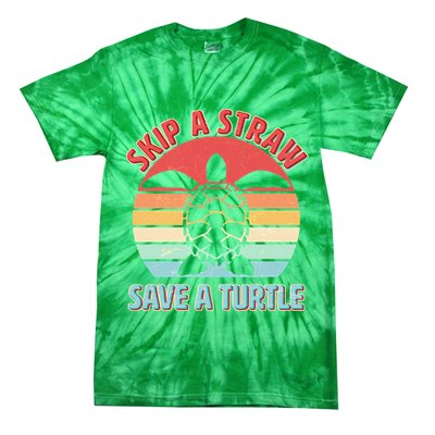 Vintage Skip A Straw Save A Turtle Tie-Dye T-Shirt