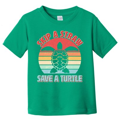 Vintage Skip A Straw Save A Turtle Toddler T-Shirt