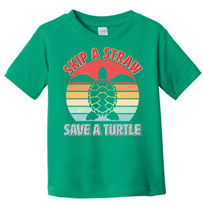 Vintage Skip A Straw Save A Turtle Toddler T-Shirt