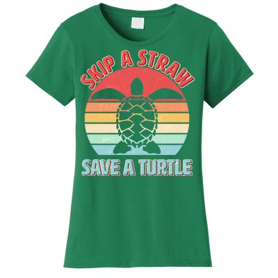 Vintage Skip A Straw Save A Turtle Women's T-Shirt