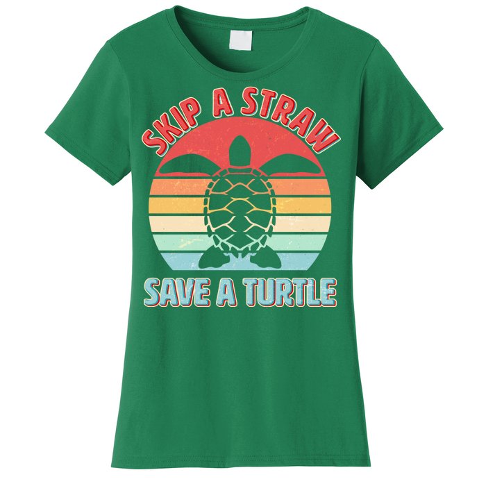 Vintage Skip A Straw Save A Turtle Women's T-Shirt