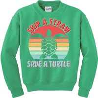 Vintage Skip A Straw Save A Turtle Kids Sweatshirt