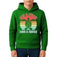 Vintage Skip A Straw Save A Turtle Kids Hoodie