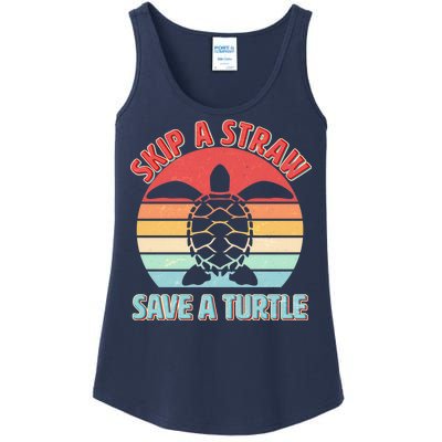 Vintage Skip A Straw Save A Turtle Ladies Essential Tank