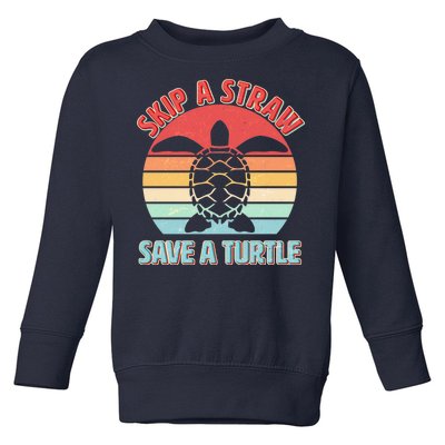 Vintage Skip A Straw Save A Turtle Toddler Sweatshirt