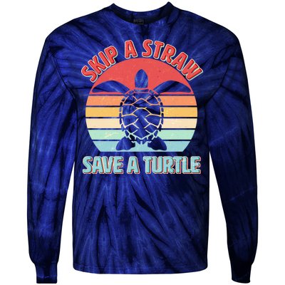 Vintage Skip A Straw Save A Turtle Tie-Dye Long Sleeve Shirt