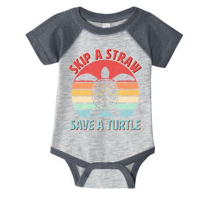 Vintage Skip A Straw Save A Turtle Infant Baby Jersey Bodysuit