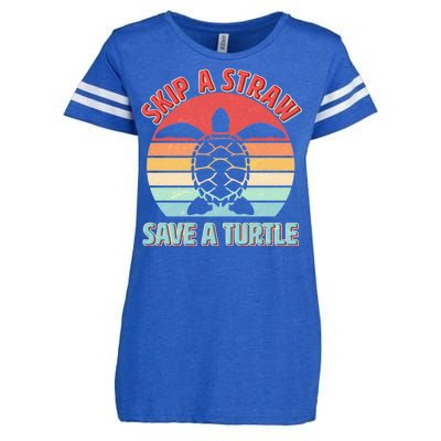 Vintage Skip A Straw Save A Turtle Enza Ladies Jersey Football T-Shirt