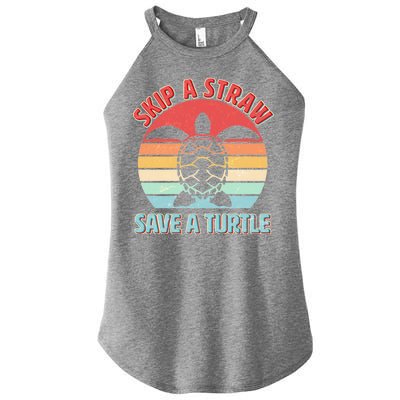 Vintage Skip A Straw Save A Turtle Women's Perfect Tri Rocker Tank