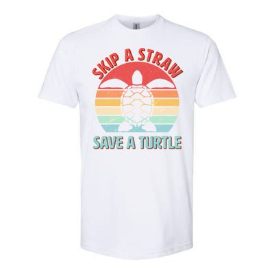 Vintage Skip A Straw Save A Turtle Softstyle® CVC T-Shirt