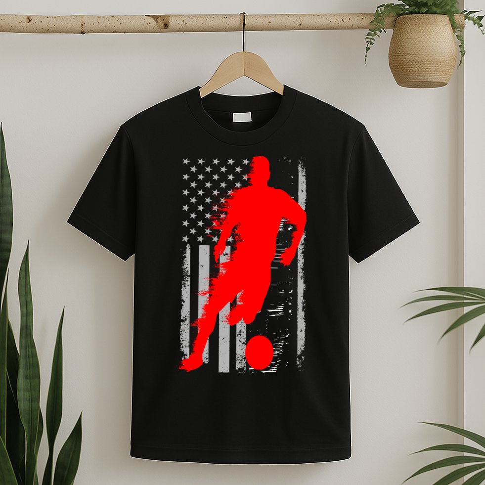 Vintage Soccer American Flag USA  T-Shirt