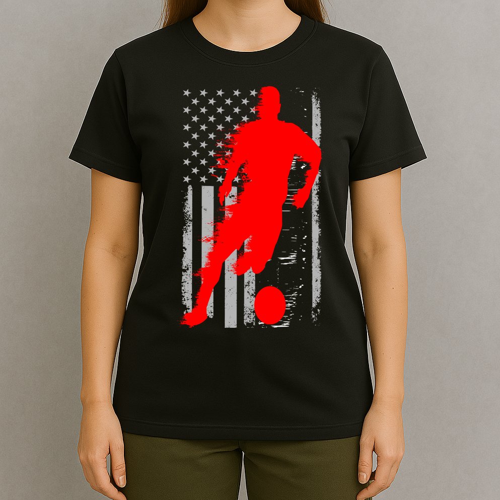 Vintage Soccer American Flag USA  T-Shirt