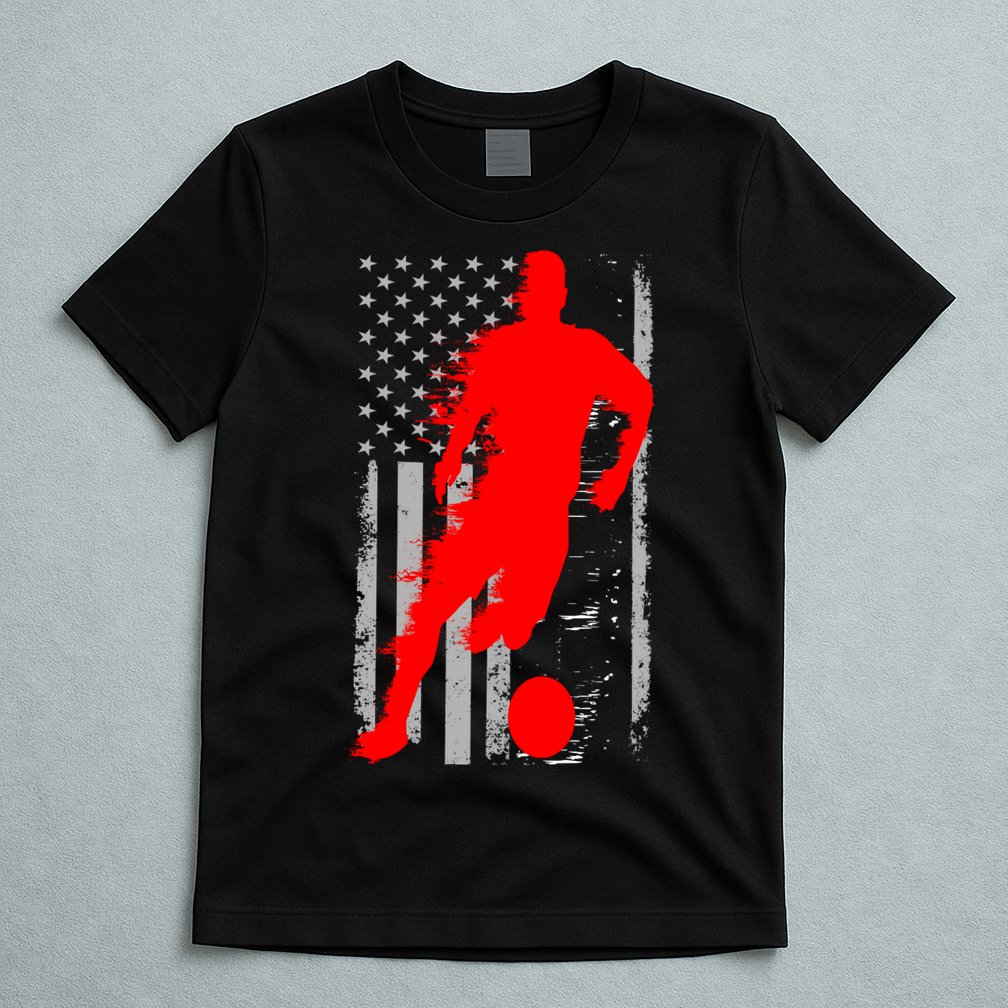 Vintage Soccer American Flag USA  T-Shirt