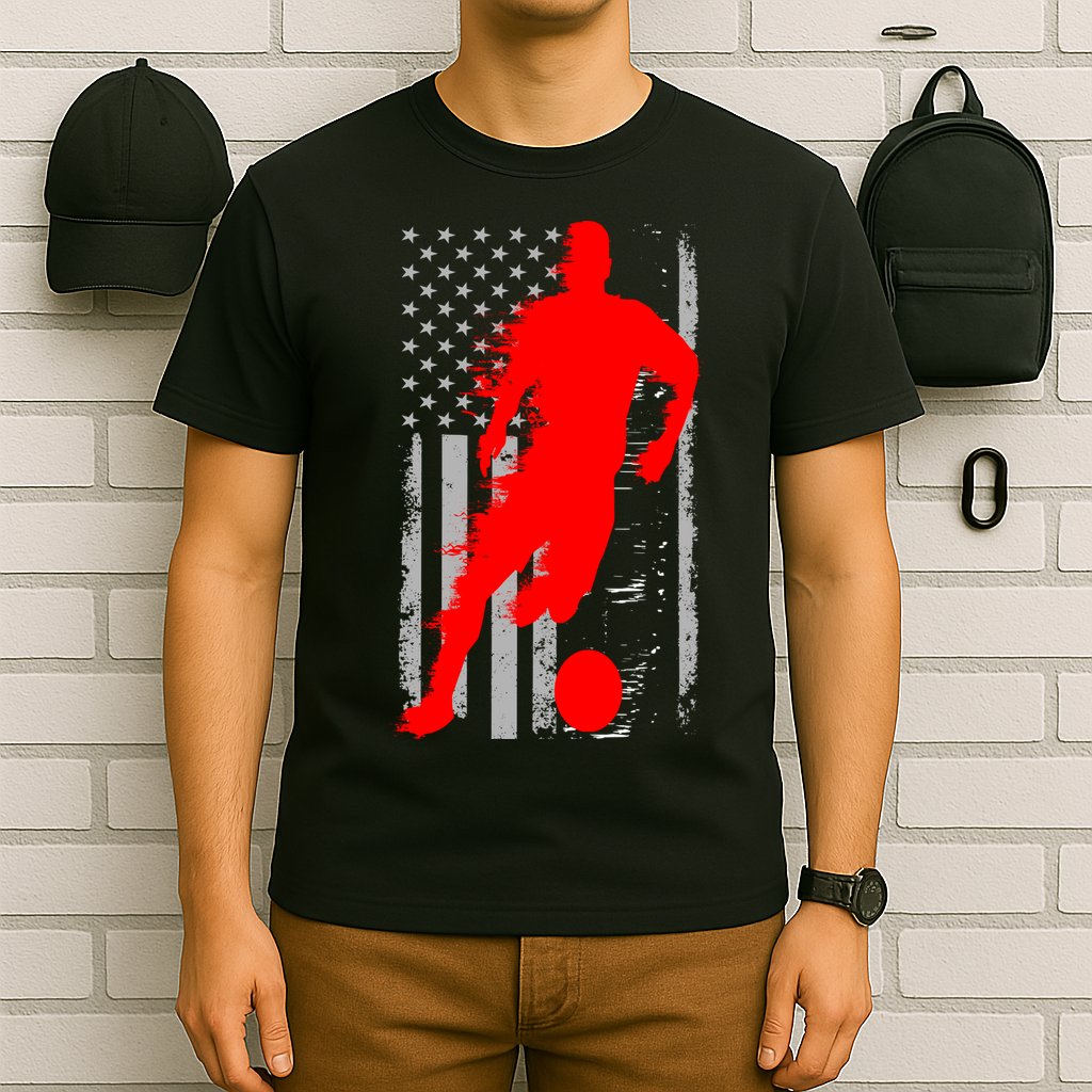 Vintage Soccer American Flag USA  T-Shirt