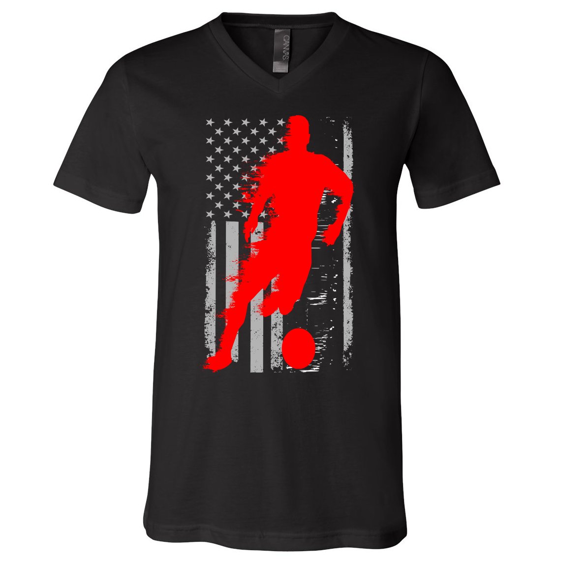 Vintage Soccer American Flag USA  V-Neck T-Shirt