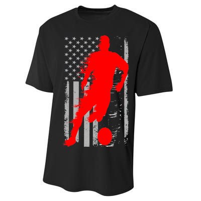 Vintage Soccer American Flag USA  Performance Sprint T-Shirt