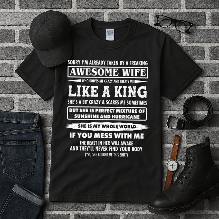 Vintage Sorry Already Taken By A Freaking Awesome Wife Tall T-Shirt