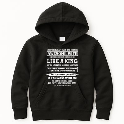 Vintage Sorry Already Taken By A Freaking Awesome Wife Kids Hoodie