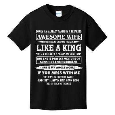 Vintage Sorry Already Taken By A Freaking Awesome Wife Kids T-Shirt