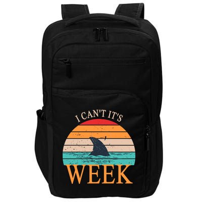 Vintage Sorry I Can't It's Week Funny Shark Impact Tech Backpack