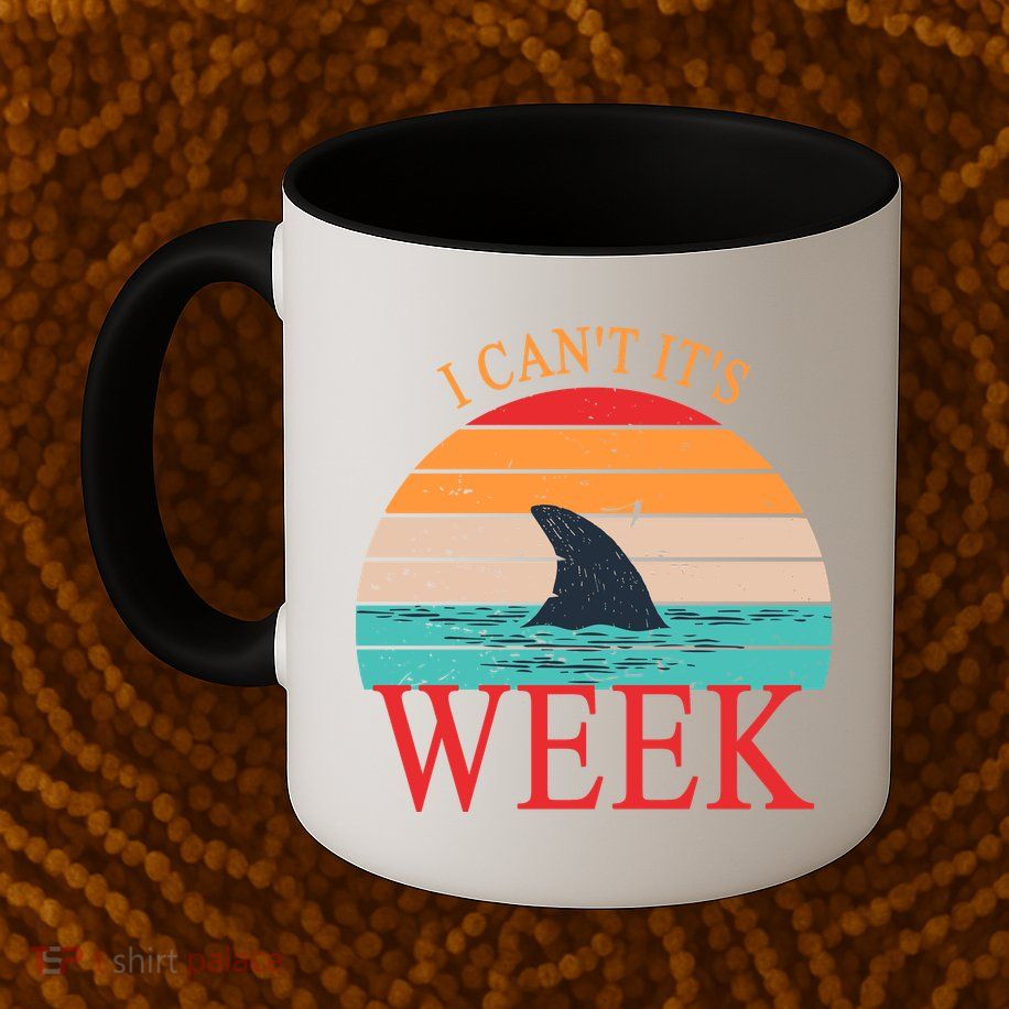 Vintage Sorry I Can't It's Week Funny Shark Mug