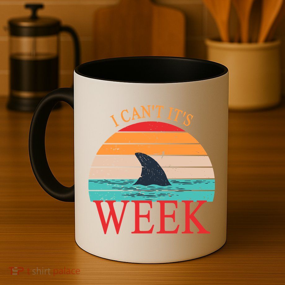 Vintage Sorry I Can't It's Week Funny Shark Mug