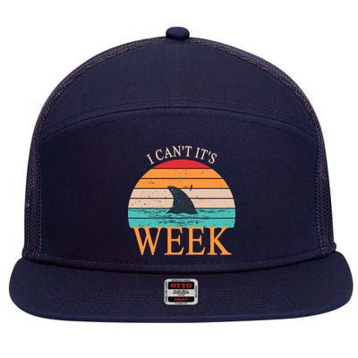 Vintage Sorry I Can't It's Week Funny Shark 7 Panel Mesh Trucker Snapback Hat
