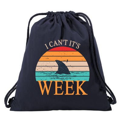 Vintage Sorry I Can't It's Week Funny Shark Drawstring Bag