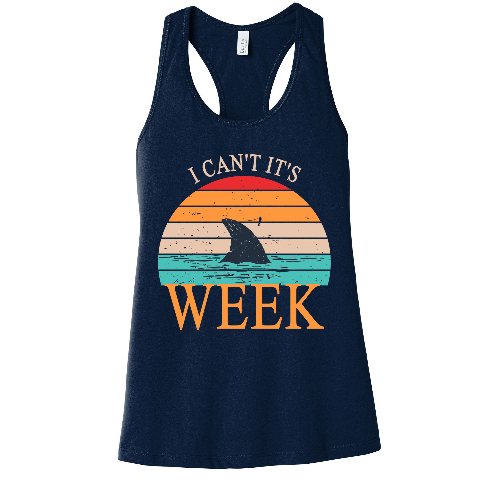 Vintage Sorry I Can't It's Week Funny Shark Womens Tank Top