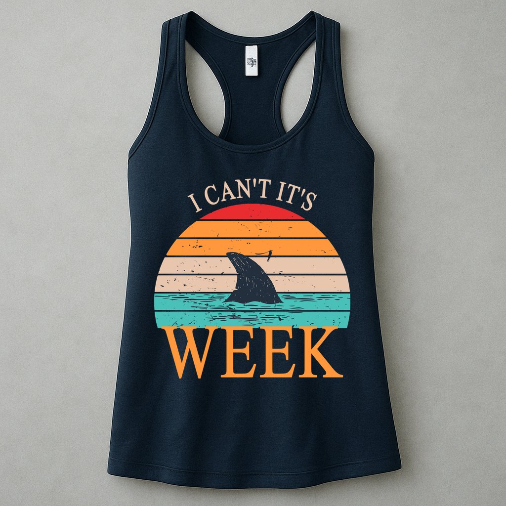 Vintage Sorry I Can't It's Week Funny Shark Womens Tank Top