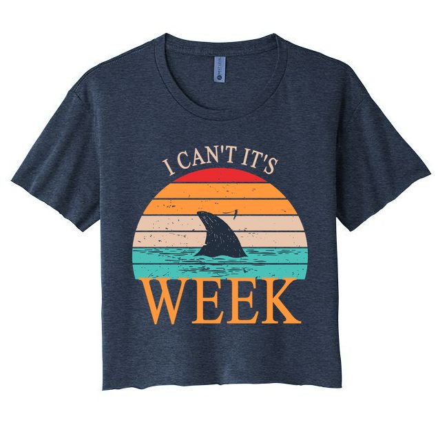 Vintage Sorry I Can't It's Week Funny Shark Crop Top