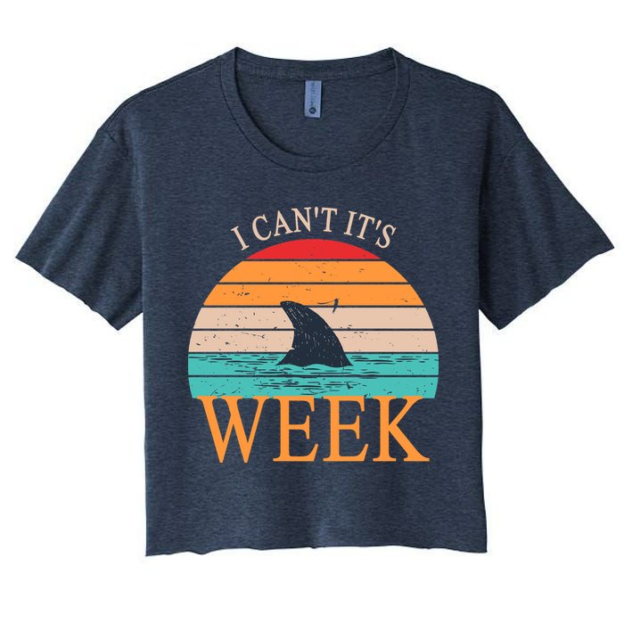Vintage Sorry I Can't It's Week Funny Shark Crop Top