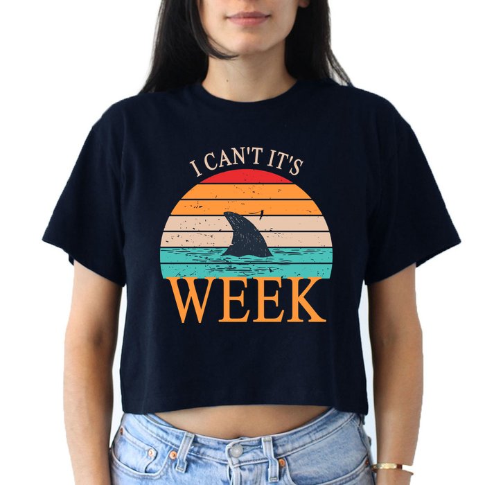 Vintage Sorry I Can't It's Week Funny Shark Crop Top