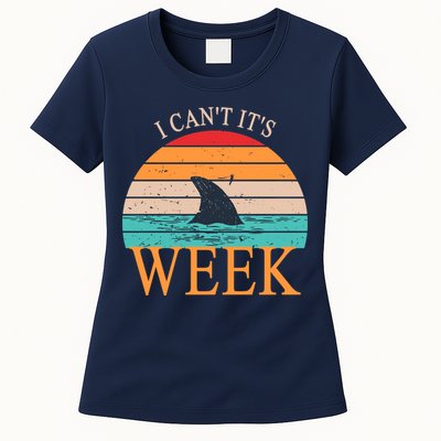 Vintage Sorry I Can't It's Week Funny Shark Womens T-Shirt