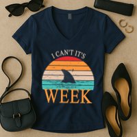 Vintage Sorry I Can't It's Week Funny Shark Women's V-Neck T-Shirt