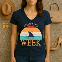 Vintage Sorry I Can't It's Week Funny Shark Women's V-Neck T-Shirt
