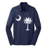 Vintage South Carolina Flag Palmetto Moon  Silk Touch Performance Long Sleeve Polo